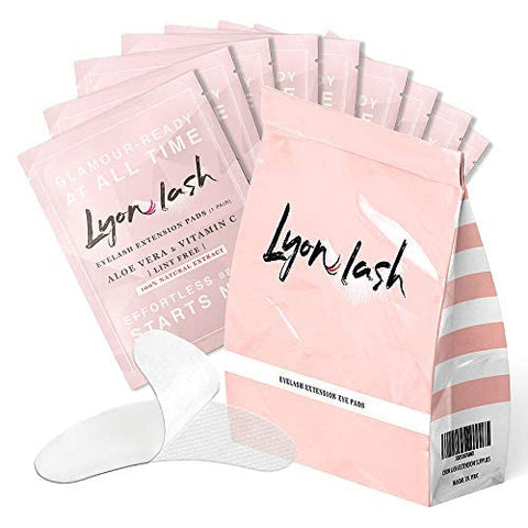 Lyon lash - 100 Pares de Almofadas de Gel para Extensão de Cílios na Região Inferior dos Olhos por Lyon Lash – Livre de Fiapos com Patches de Hidrogel de Aloe Vera, Suprimentos Premium para Extensão de Cílios