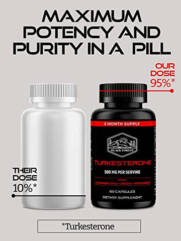 Black Forest - Suplemento de Turkesterona da Floresta Negra 500mg Cápsula (Pureza Máxima 95%% Extrato) Fornecimento de 2 Meses (500mg de Turkesterona a partir de 526mg de Ajuga Turkestanica) Similar ao Ecdisterona para
