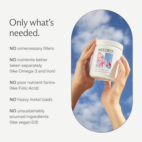 Needed. - Pó Multivitamínico de Baunilha com Colina para Gestantes, Gravidez, Amamentação, Pós-parto | Fórmula Especializada