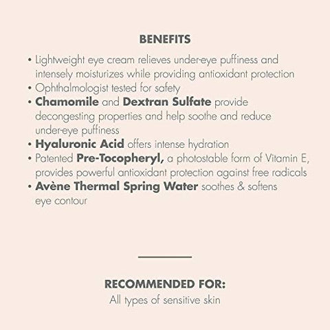 Creme Contorno de Olhos Calmante Eau Thermale Avene, Sem Fragrância, Pele Sensível Propensa a Eczema 10ml