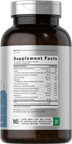 Multi Minerais | 250 Cápsulas | Sem Ferro | Complexo Mineral Diário para Homens e Mulheres | Não-OGM - Horbäach