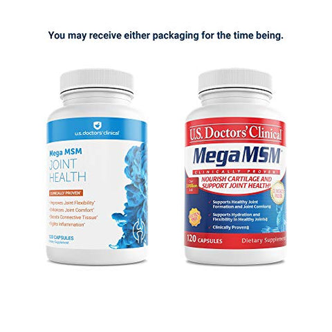U.S.DOCTORS'CLINICAL - U.S. Doctors’ Clinical – Suporte Diário Mega MSM para Conforto das Articulações – 60 cápsulas