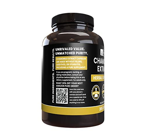 PURE ORIGINAL INGREDIENTS - Extrato de Camomila Pura Original (365 Cápsulas) – Sem Preenchedores de Magnésio ou Arroz, Sempre Puro, Verificado em Laboratório | Ingredientes Naturais