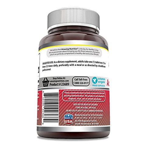 Amazing Nutrition - Amazing Formulas Acetyl L-Carnitine | 1000 mg por Porção | 120 Comprimidos | Não-OGM | Sem Glúten | Fabricado nos EUA