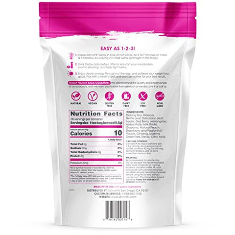 Detox Tea: Chá Detox Natural para Emagrecimento Saudável, Reduz Inchaço, Energia Natural, Reforça o Sistema Imunológico, Vegano, 28 Porções - SkinnyFit