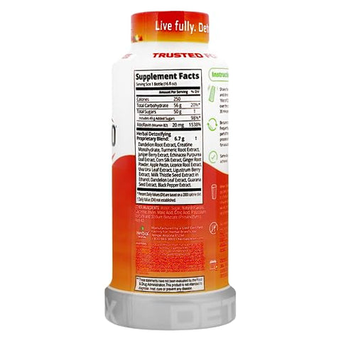 QCarbo16 Bebida Detox de Um Dia, Morango Manga, (473 ml) - Herbal Clean