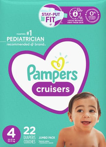 Fraldas Descartáveis Pampers Cruisers Tamanho 4 Grande Menino ou Menina com Abas Adesivas – 22 Unidades