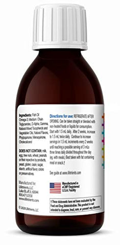 Lifetrients - Óleo de Limão Natural Speak D – 120 ml – Fórmula Pediátrica para Apoiar Crianças com Necessidades Nutricionais Especiais – Enriquecido com Ômega-3, Vitamina E, Vitamina D