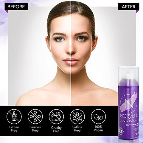 Venetian Sunless Self Tanning Mist – Solução de Spray Airbrush com Bronzer para um Brilho Instantâneo de Beijo de Sol, 200 ml - Norvell