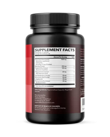 HAVASU NUTRITION - Horny Goat Weed para Homens e Mulheres – Suporte Extra Forte ao Desempenho com Extrato de Raiz de Maca
