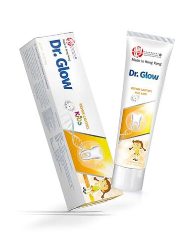 Dr. Glow - Creme Dental Infantil Reparador de Cáries, Creme Dental de Hidroxiapatita sem Flúor, Creme Dental Remineralizante para Reparar Dentes de Crianças, Tratamento para Combater a Cárie Infantil com Sabor de Frutas