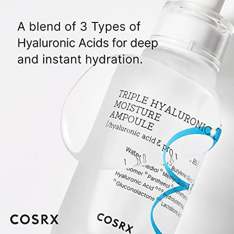Hydrium Triple Hyaluronic Moisture Ampoule 40ml | Soro Viscoso de Ácido Hialurônico | Cuidados com a Pele Coreanos, Livre de Testes em Animais, Livre de Parabenos - COSRX
