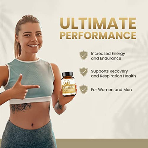 HPD Rx - Cordyceps Mushroom Extract Premium Orgânico para Energia, Resistência e Imunidade | 2250 mg, 240 Cápsulas, Pacote com 2 | Marca em Destaque