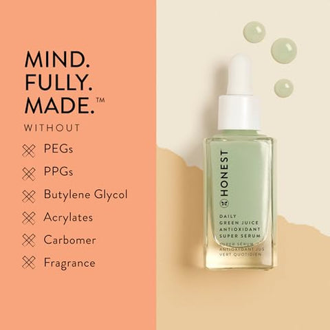 Soro Antioxidante Super Serum Diário Green Juice | Melhora Tom e Textura da Pele | Niacinamida Ácido Hialurônico | Vegano Cruelty Free | 30 ml - Honest Beauty