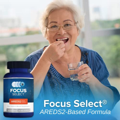 Focus Vision Supplements - Suplemento vitamínico-mineral para os olhos Focus Select AREDS2 – Fórmula de baixo teor de zinco baseada em AREDS2 – Suplemento para visão – 180 comprimidos (90 dias de fornecimento)