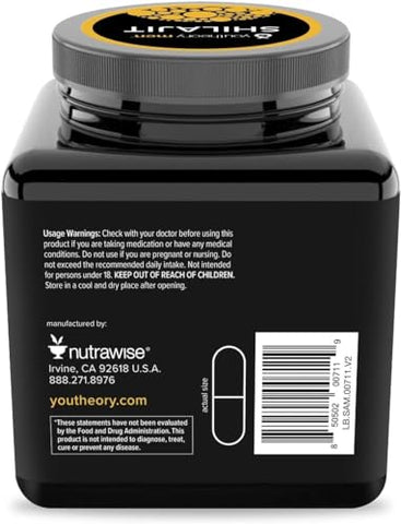 Shilajit para Homens – Cápsulas de 250 mg – Suplemento Energético – Suporta Resistência - Youtheory