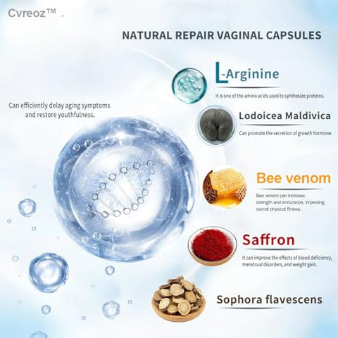 Cvreoz - Cápsulas Vaginais de Reparo Natural com Veneno de Abelha, Cápsulas de Reparo Instantâneo Anti-Coceira Detox Emagrecedoras, Produtos Emagrecedores Instantâneos (4 Sacos com 28 unidades cada)