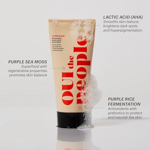 OUI the People - Limpador Corporal CLEAN SLATE com Ácido Lático – Esfoliação Suave para Textura Mais Suave e Tom de Pele Uniforme – 160 ml