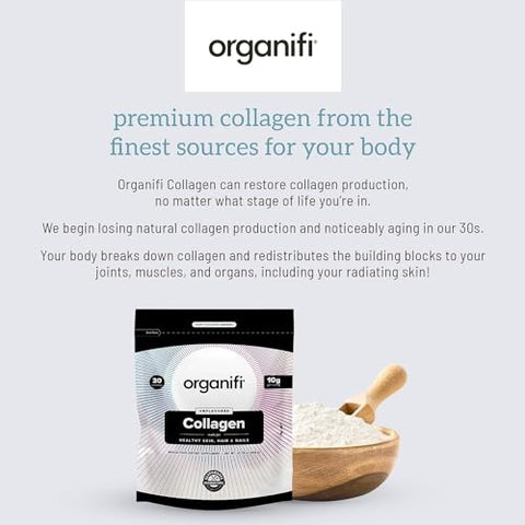 Colágeno em Pó – Cabelos mais Cheios, Unhas mais Fortes e Pele Radiante – Repõe e Reconstrói seu Corpo – Livre de Glúten, Lactose e Soja – Colágeno Hidrolisado Multi Colágeno - Organifi