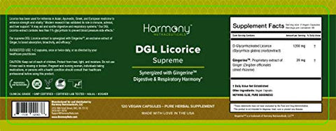 Harmony Nutraceuticals - DGL Licorice Supreme Dr Gumman’s – 120 Cápsulas Veganas de Alta Potência e Bioacessibilidade Máxima –