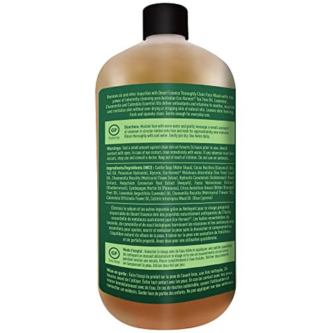 Thoroughly Clean Face Wash 32 Fl Oz – Pack of 2 – Óleo de Tea Tree – Para uma Pele Macia e Radiante – Limpeza Suave – Extratos de Goldenseal, Awapuhi  Desert Essence - Desert Essence