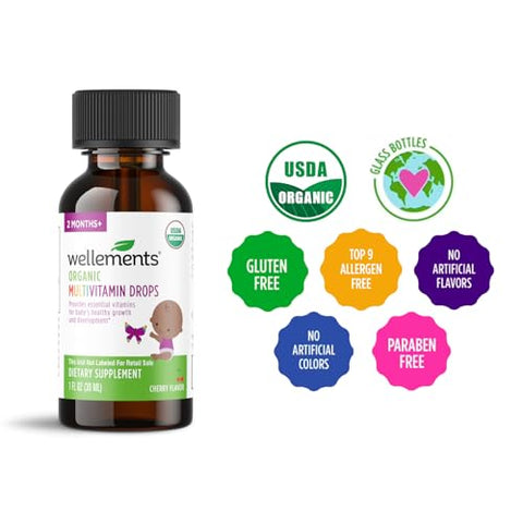 Gotas Multivitamínicas Orgânicas para Bebês | Multivitamina Líquida para Infantes | 30ml - Wellements