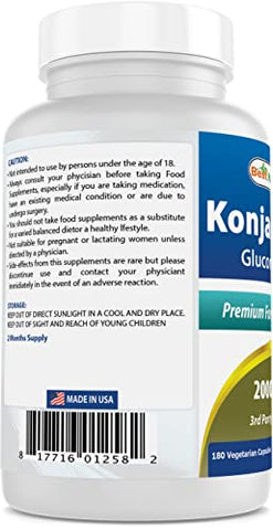 2 Pack Raiz de Konjac Glucomanano 2000 mg por Porção – 180 Cápsulas Vegetarianas - Best Naturals