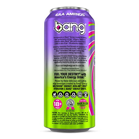 BANG - Bang Energy Swirly Pop – Bebida Energética Sem Açúcar, 16 Ounce (Pack com 12) – Marca Bang Energy