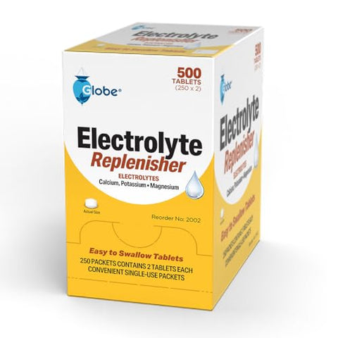 Globe - Globo – 500 Comprimidos Repositores de Eletrólitos para Reidratação, Recuperação de Exercícios, Juventude