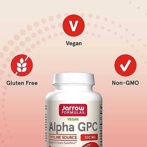 Alpha GPC 300mg – Cápsulas Vegetais para Saúde Cerebral – 60 Unidades - Jarrow Formulas