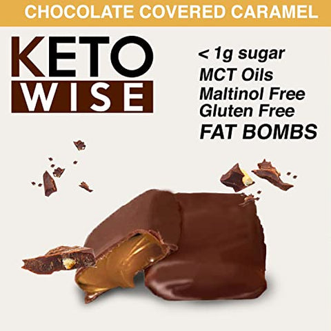 Fat Bombs – Snack de Chocolate com Óleo MCT – Baixo teor de gordura, baixo teor de carboidratos e amigável à dieta Keto – 8g de gordura, 2g de carboidratos líquidos | Caramelos Cobertos de Chocolate, 2 Unidades (Pacote com 16) - Keto Wise
