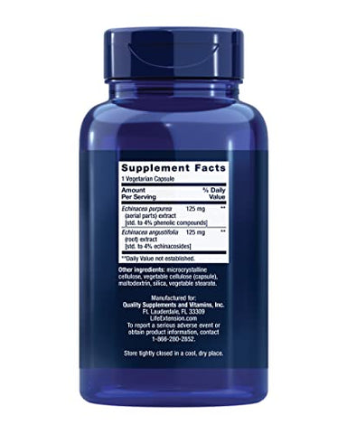 Echinacea Elite – Suporte Imunológico com Erva Echinacea, Fórmula Padronizada de Extratos Duplos, Livre de Glúten, Não-OGM, Vegetariano, 60 Cápsulas - Life Extension