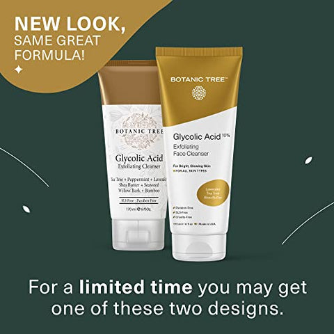 Sabonete Facial de Ácido Glicólico, Esfoliante para Cuidados com a Pele do Rosto, Tratamento para Acne, Esfoliante Facial com Ácido Glicólico e Salicílico 180 ml (2 unidades) - Botanic Tree