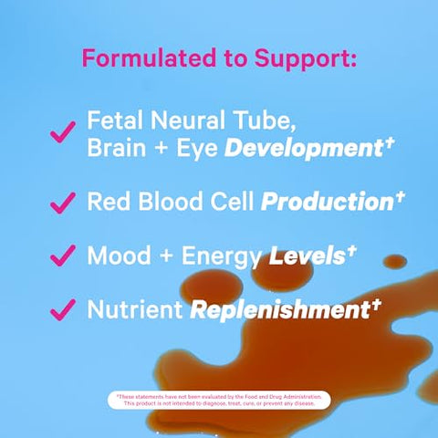 Multivitamínico Líquido Pré-Natal e Pós-Natal para Mulheres – Mistura Orgânica de Alimentos - Pink Stork