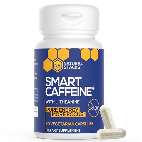 Comprimidos de L-Theanine e Cafeína 60ct – 200mg L-Theanine 100mg Cafeína – Energia Instantânea e Foco para Vida Escolar - NATURAL STACKS