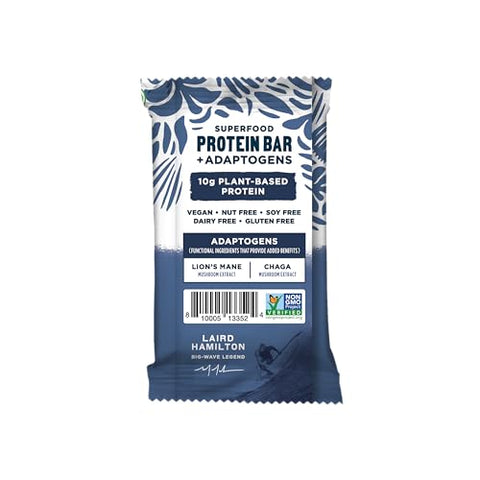 Barras de Proteína Funcional, Barra de Proteína Melhorada com Ingredientes Reais, Cogumelos Funcionais 10g de Proteína Vegetal, 6g de Fibra, Manteiga de Girassol e Mirtilo, 10g - Laird Superfood