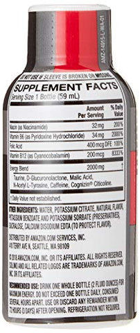 Amazon Brand – Solimo Energy Shot, Sabor de Frutas Vermelhas, 60 ml (Embalagem com 12 unidades)