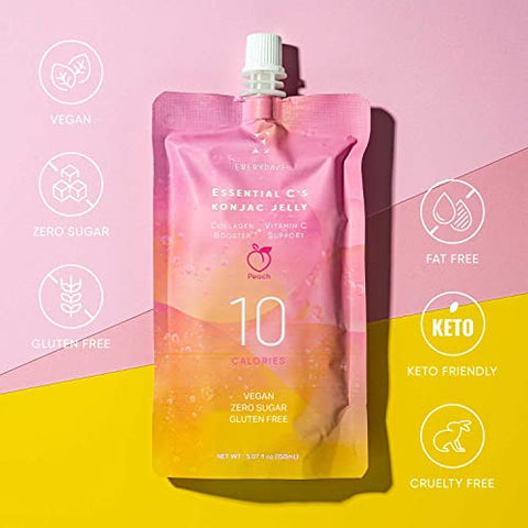 E EVERYDAZE - EVERYDAZE Gel de Colágeno com Vitamina C de Pêssego | Vegano, 10 Calorias, 0 Açúcar | 10 Pacotes | Lanche Bebível Saudável para Dieta, Controle de Peso