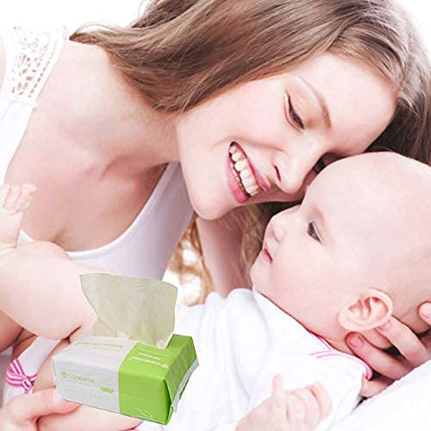 careboree - 400 Unidades de Lenços de Algodão Multiuso Careboree Não Branqueados para Bebês, Tamanho Pequeno, Sem Perfume