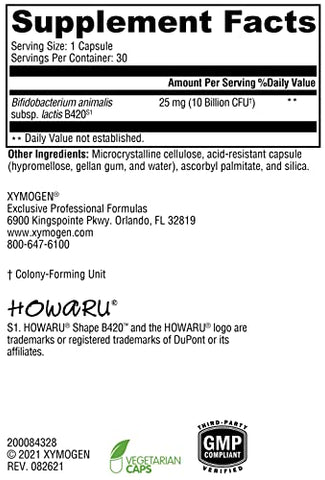 ProbioMax Lean DF – Probiótico para Suporte da Função da Barreira Intestinal – Bifidobacterium animalis subsp lactis B420 (30 Cápsulas Gastro-Resistentes) - XYMOGEN