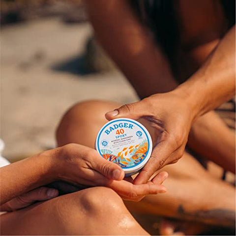 Protetor Solar Badger Coral Reef Safe, FPS 40 Óxido de Zinco, Amplo Espectro, Resistente à Água, Tamanho Viagem, Cuidados com a Pele ao Sol, Sem Fragrância, 2.4 oz (2 Unidades)