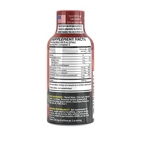 Vitamin Energy - Grade A Quality Shots, Sabor de Ponche de Frutas, Energia de até 7 Horas, 57 ml, 12 Unidades