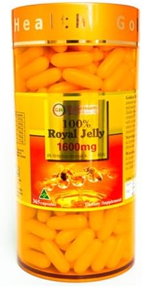 Golden Health - Geléia Real 1600mg 365 Cápsulas 6%% 10-HDA Fabricado na Austrália – Royal Jelly g – Melhor Marca
