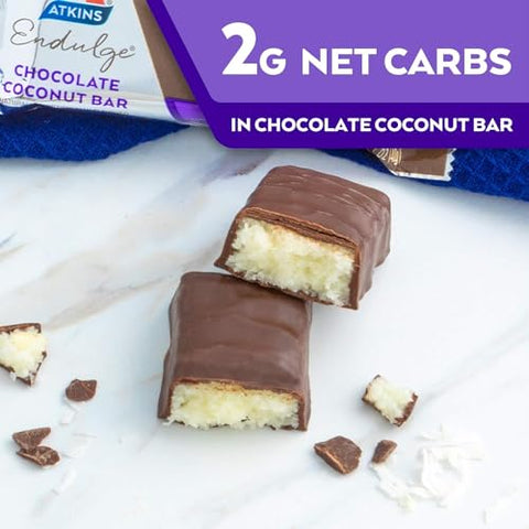 VEMAX - Barra de Chocolate e Coco Endulge, Sobremesa Favorita, Rico em Fibras, 1g Açúcar, 10 unidades