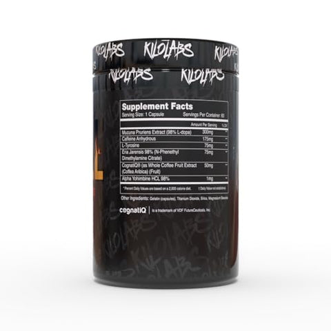 KILO LABS - Blaze Nootropic, Queimador de Gordura Termogênico | Energia Sem Queda | Suplemento para Perda de Peso | Supressor de Apetite | Energia Limpa Sem Queda | Cápsula, 60 Unidades