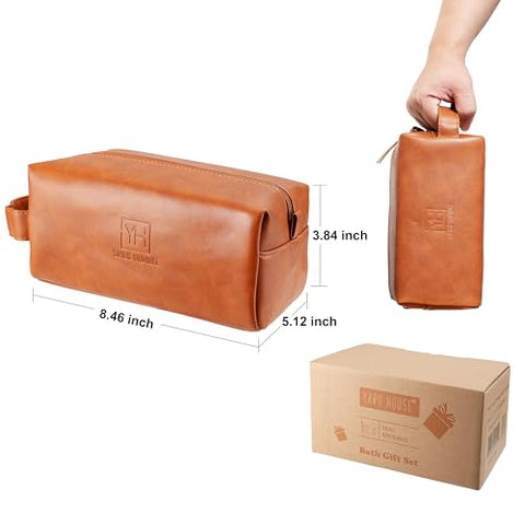 Yard House - Conjunto de Presente de Banho e Corpo de Luxo para Homens – Sandalwood Defumado – Kit de Cuidados com a Pele Natural para Homens c/ Sabonete Líquido, Esfoliante Facial, Loção Corporal, Desodorante em Couro