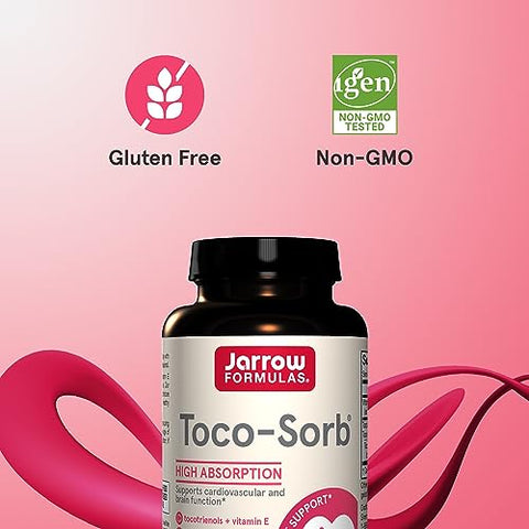 Toco-Sorb: Suporte à Saúde Cardiovascular e Função Cerebral, Fórmula de Alta Absorção, Complexo de Tocotrienol-Tocoferol e Vitamina E, 60 Softgels, 30 Dias de Fornecimento - Jarrow Formulas
