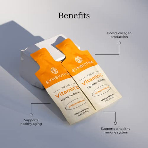 Vitamin C – Pacotes Individuais, Entrega Lipossomal, Suporte Imunológico, Estimulador de Colágeno - CYMBIOTIKA