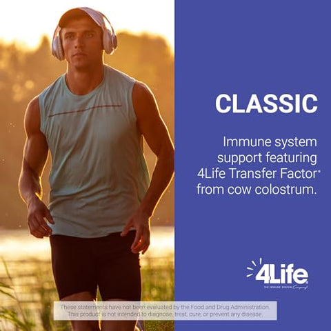 Transfer Factor Classic – Suplemento de Suporte Imunológico com Colostrum Bovino para Reconhecimento, Resposta e Memória do Sistema Imunológico Aprimorados – para Idades a partir de 2 anos – 90 Cápsulas Vegetais - 4Life