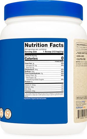 Pó de Couve Orgânica 454g – Natural, Não-OGM, Livre de Glúten, Certificado Orgânico USDA - Nutricost